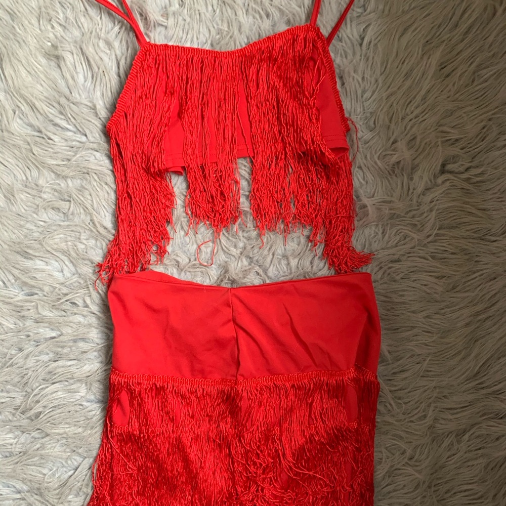 frilly red two piece